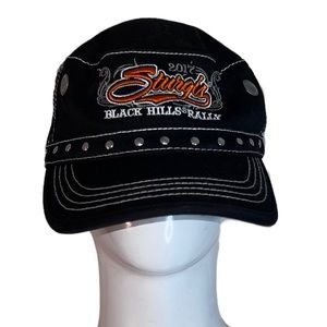 4/$24 M & J Black Hills Black and Orange Motorcycle Biker‎ Hat